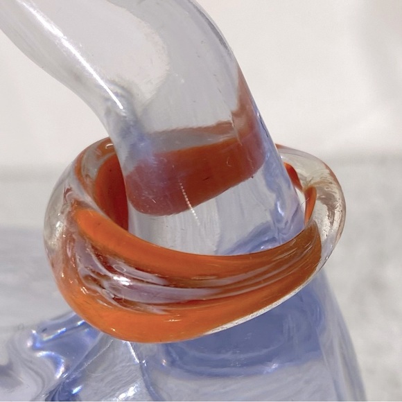 Vintage Art Glass Handmade Orange Red White Band Ring - Picture 3 of 12